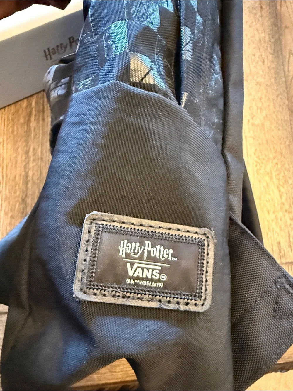 Vans X Harry Potter Dark Arts Black Backpack with White Skull & Snake Graphic